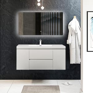 47.2 in. W x 18.9 in. D x 22.5 in. H Bath Vanity in White with White Vanity Top with White Basin
