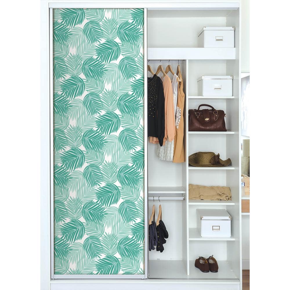 Tropical Teal Palm Leaf Peel and Stick Wallpaper