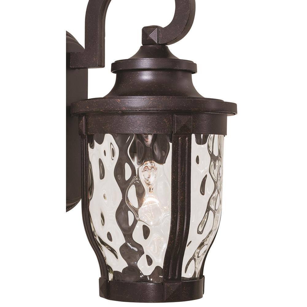 Merrimack Bronze Outdoor Wall Lantern with Clear Hammered Glass