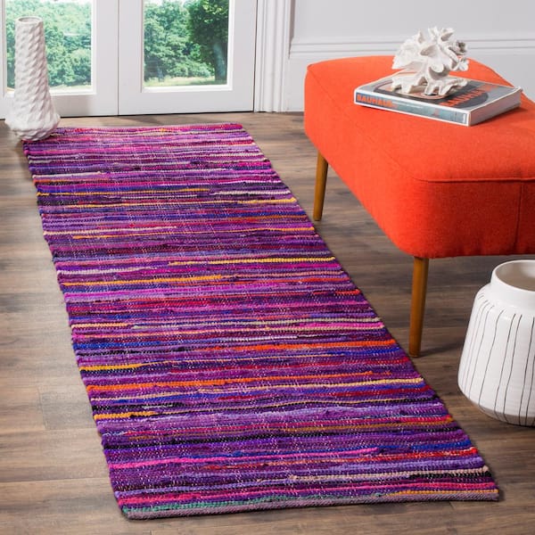 Rag Rug Purple/Multi 2 ft. x 8 ft. Striped Runner Rug