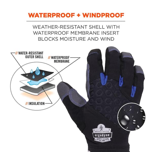 Black Reinforced Thermal Waterproof Utility Gloves