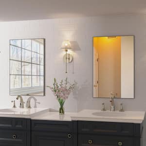 36 in. W x 24 in. H Framed Black Vanity Mirror Aluminum Vertical Decorative Wall Mirror Bathroom Mirror