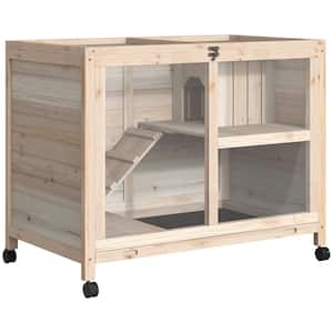 36 in. W x 21 in. D x 28.75 in. H Indoor 2-Story Small Animal House w/No Leak Tray, Universal Casters, Lockable Doors