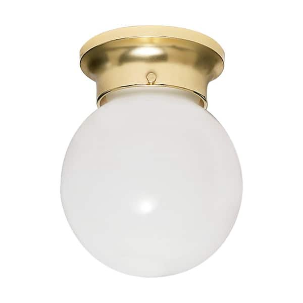 SATCO 8 in. 1-Light Polished Brass Semi-Flush Mount SF77/109 - The Home ...