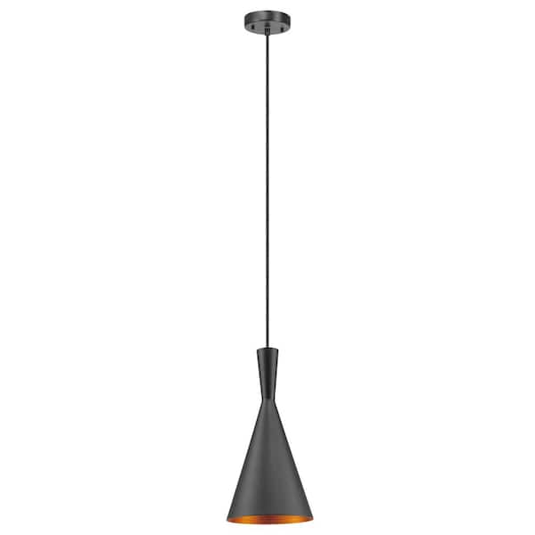 Globe Electric Mira 1-Light 63 in. Matte Black and Gold Hourglass Pendant
