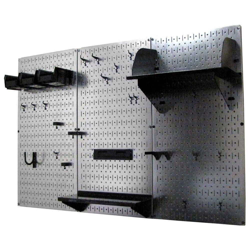 Wall Control 32 in. x 96 in. Metal Pegboard Master Workbench Tool Organizer  with Gray Pegboard and Black Accessories 30WRK800GB - The Home Depot