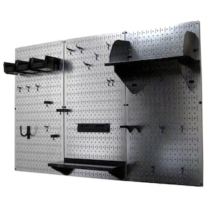 32 in. x 48 in. Metal Pegboard Standard Tool Storage Kit with Galvanized Pegboard and Black Peg Accessories