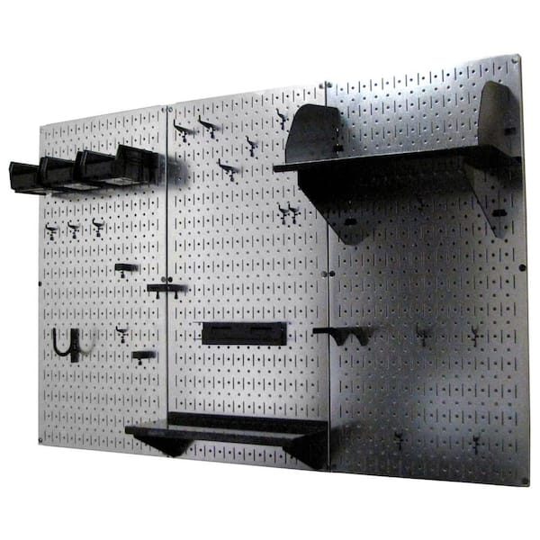Wall Control 32 in. x 48 in. Metal Pegboard Standard Tool Storage Kit with Galvanized Pegboard and Black Peg Accessories