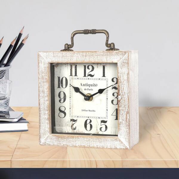 Vintage Wood Table Clock TN0182 - The Home Depot