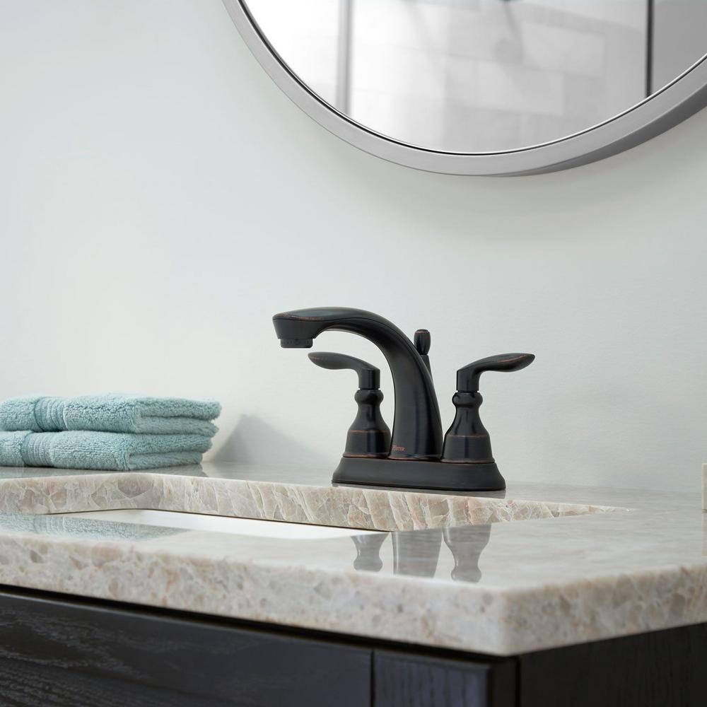 Tuscan Bronze Double Handle Centerset Bathroom Faucet