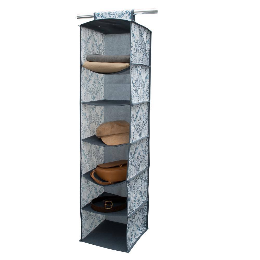 Laura Ashley Blue 6-Shelf Hanging Closet Organizer