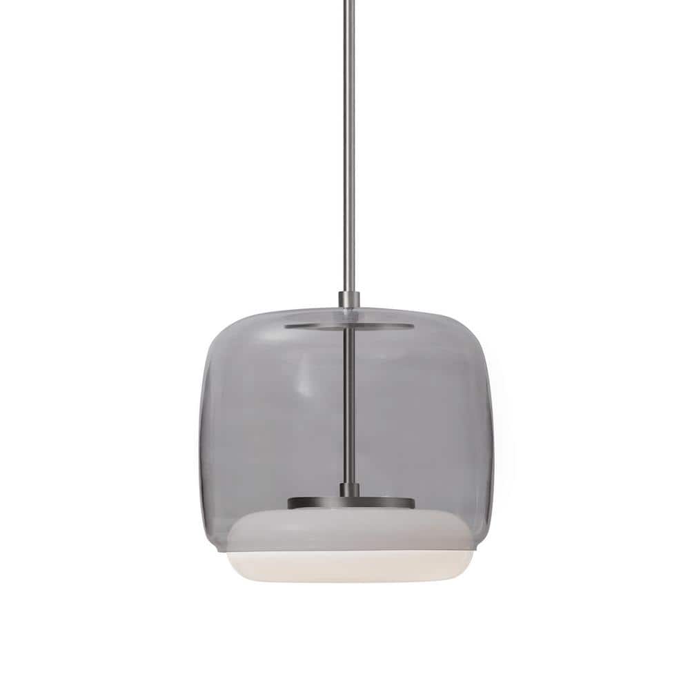 Enkel Brushed Nickel LED Pendant with Smoked Glass Shade