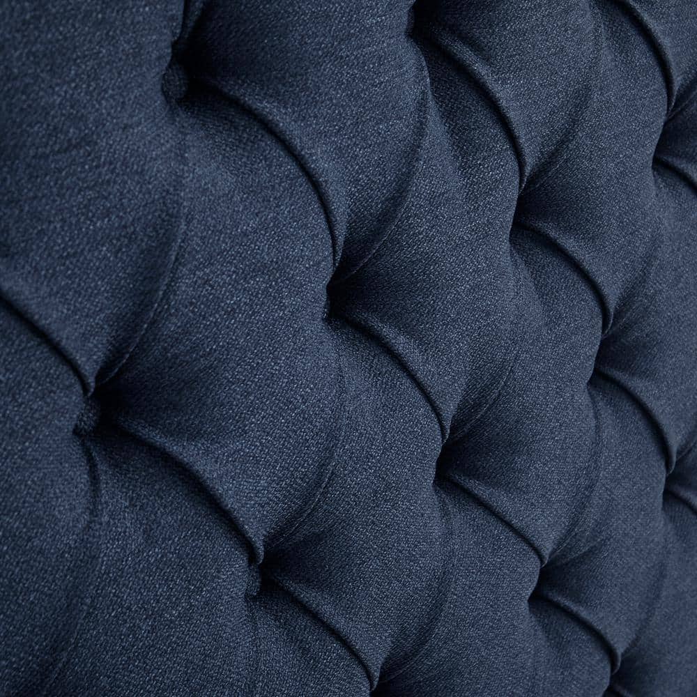 Navy Queen Upholstered Tufted Headboard with Metal Legs
