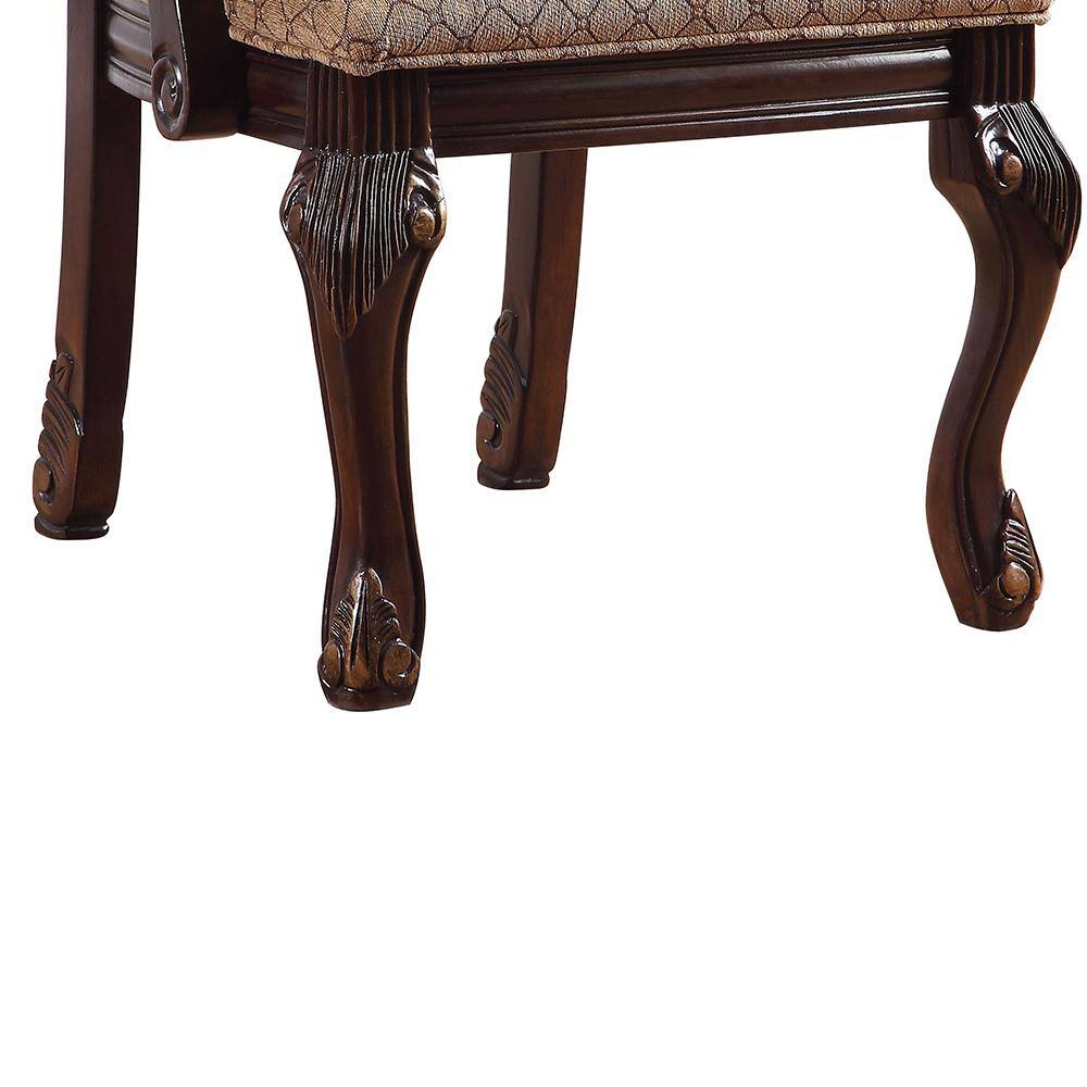 Espresso Floral Wood 29" Accent Dining Chair with Arm Rest