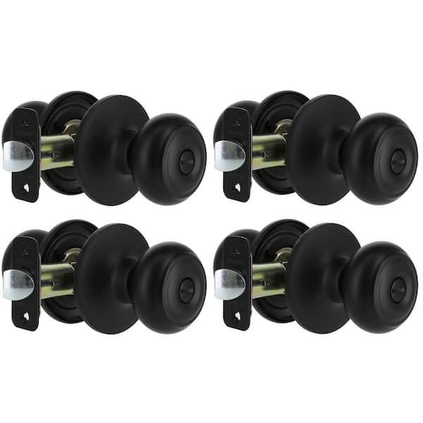 Defiant Hartford Matte Black Bed/Bath Door Knob (4-Pack) TGX910BD4