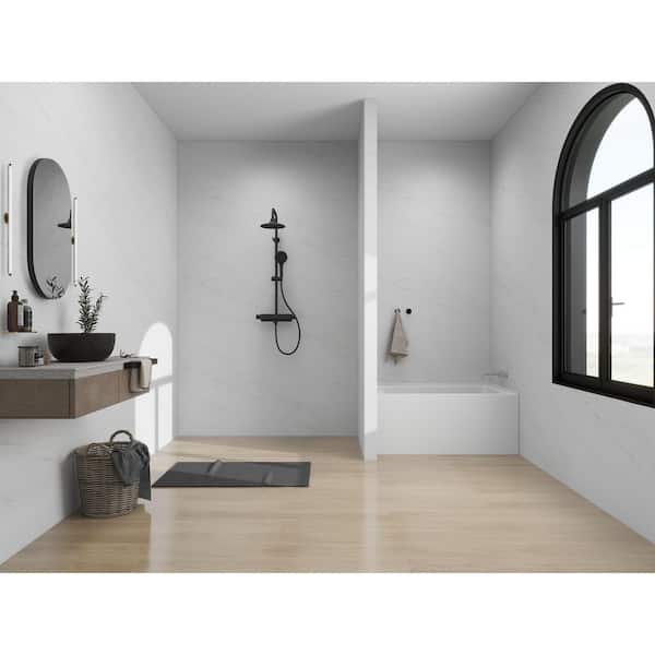 48 in. x 32 in. Acrylic Alcove Skirt Soaking Bathtub with Right Overflow and Drain in White Polished Chrome