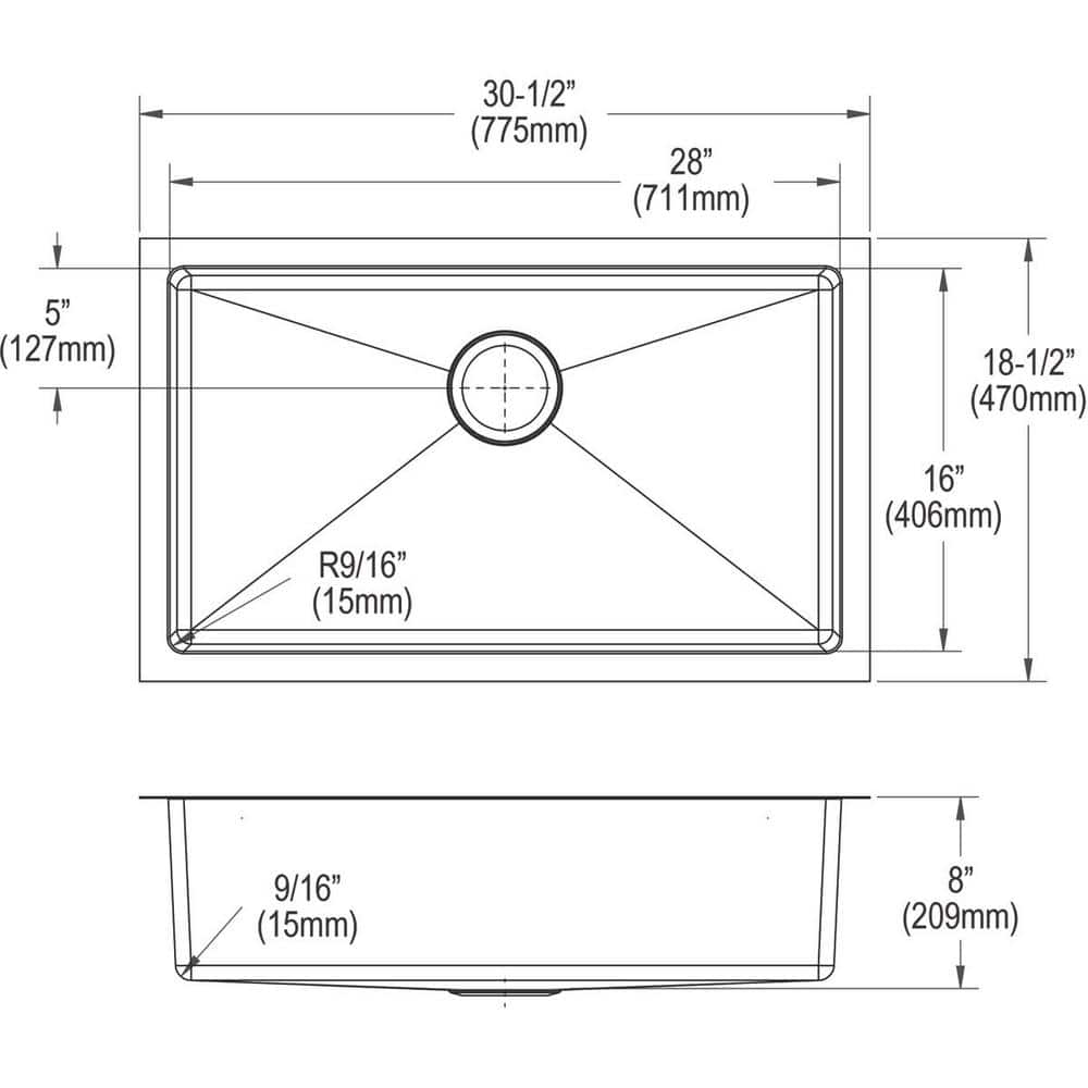 Elkay Crosstown 16 Gauge Stainless Steel Single Bowl Undermount Sink Kit