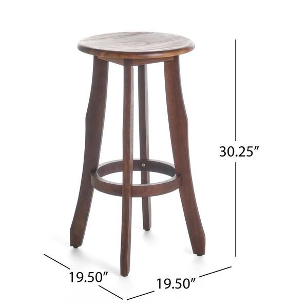 Dark Brown Acacia Wood Rustic Outdoor Bar Stool with Comfort