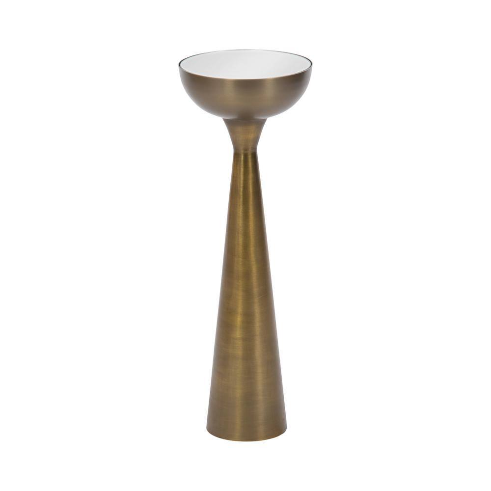 Chandon 8 in. W Gold Round Glam Glass End Table