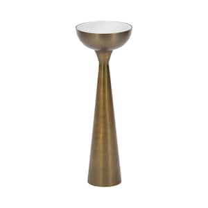 Chandon 8 in. W Gold Round Glam Glass End Table