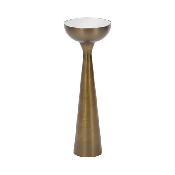 Chandon 8 in. W Gold Round Glam Glass End Table