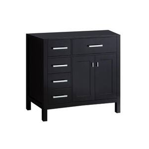 London 35.5 in. W x 21.5 in. D Vanity Cabinet Only in Espresso with Drawers on the Left