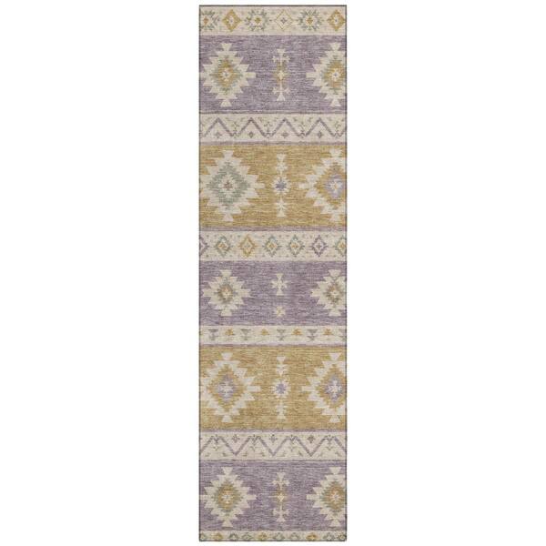 Chantille Machine Washable Indoor/Outdoor Abstract ACN3126 Purple 2 ft. x 7 ft. Runner Rug