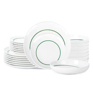 Luna 24-Piece Green Porcelain Dinnerware Set (Service for 8)