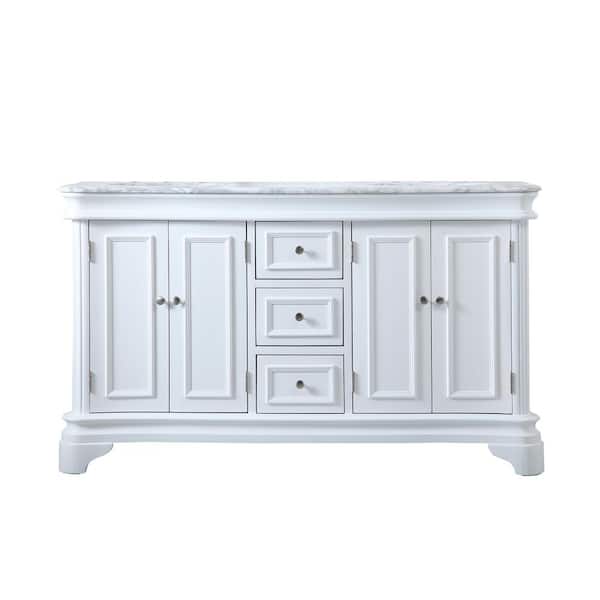 Unbranded Timeless Home 60 in.W x 21.5 in.D x 35 in.H Double Bath Vanity in White with Marble Vanity Top in White with White Basin