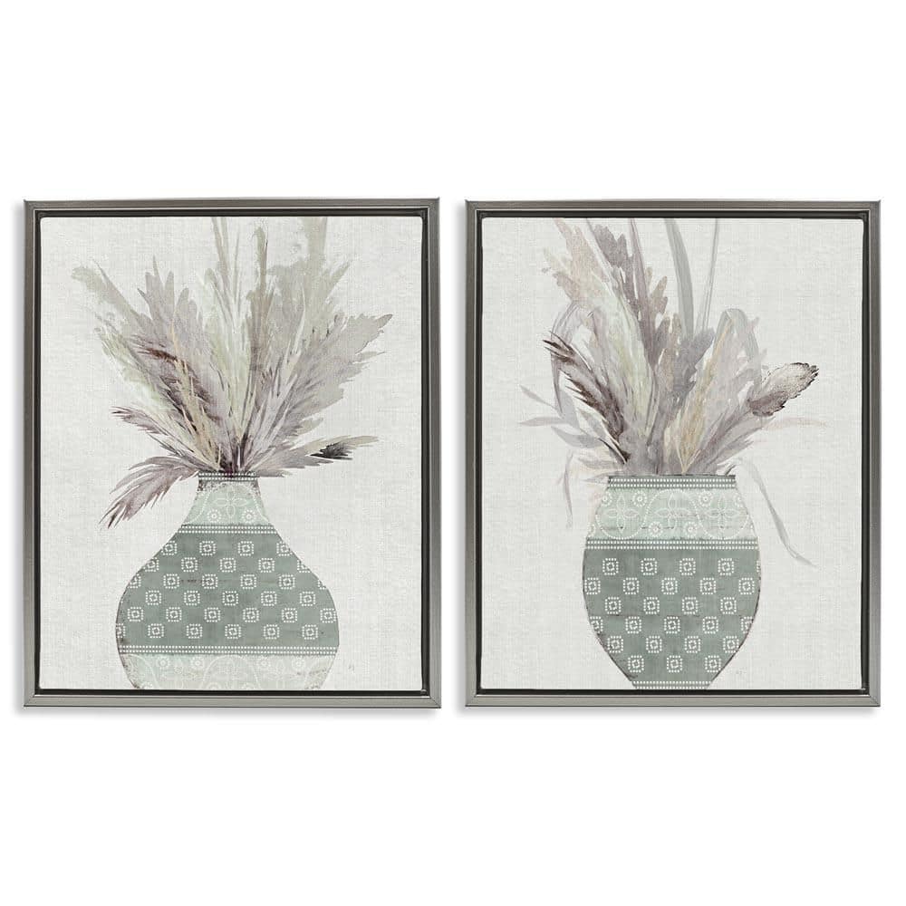 Boho Rustic Plant Vases by Susan Jill 2-Pieces Gray Floater Frame Nature Graphic Art Print 31 in. x 25 in. price history on PriceWatchPro