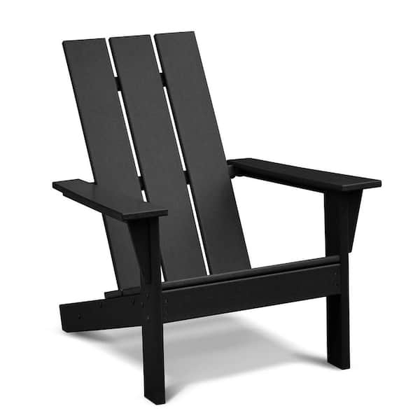 ESILOO Black HDPE Adirondack Chair-Weatherproof, Deep-Seated and Easy Assembly for Patio and Yard