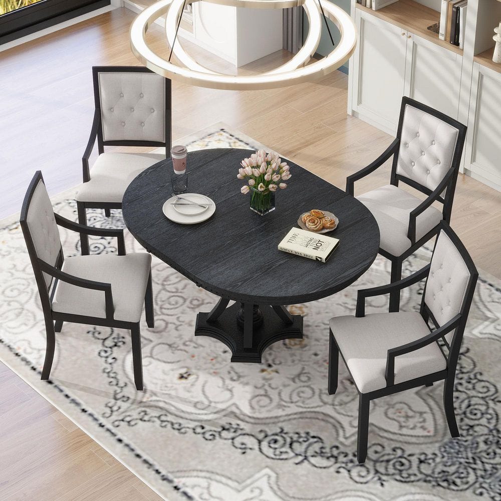 5-Piece Solid Wood Outdoor Conversation Patio Furniture Set with Beige Cushions price history on PriceWatchPro