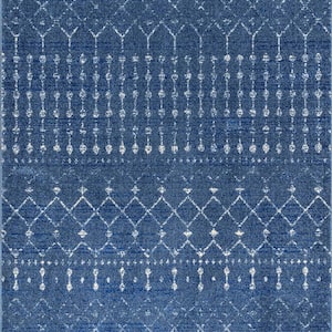 Blythe Modern Moroccan Trellis 4 ft. Dark Blue Square Rug