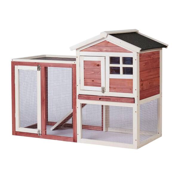 New 48" Wooden Rabbit Hutch Chicken Coop Hen House Poultry Pet Cage 