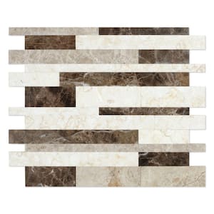 Tawny Mixed Browns 11.89 in. X 9.69 in. X 5 mm Stone Peel and Stick Wall Mosaic Tile (4.78 sq. ft./case)