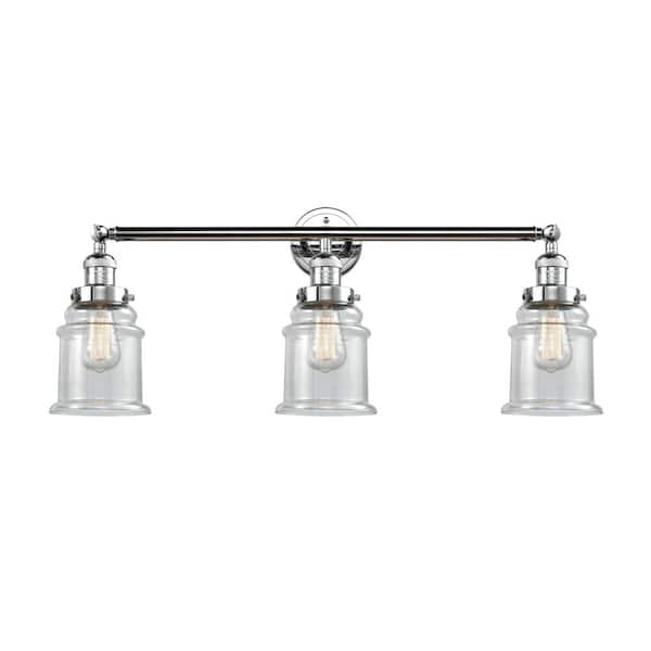Innovations Canton 30 in. 3-Light Polished Chrome Vanity Light with Clear Glass Shade