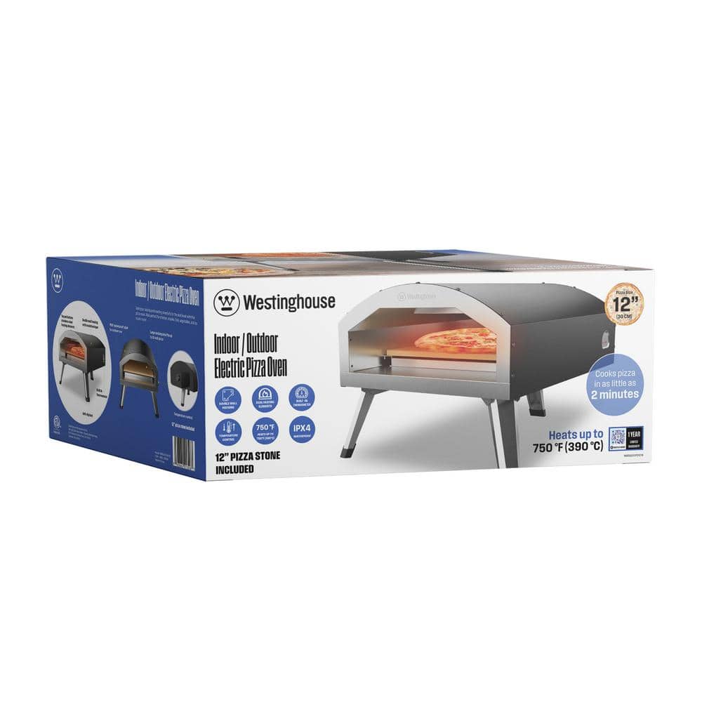 Black Steel Electric Outdoor Portable Pizza Oven with Stone Surface