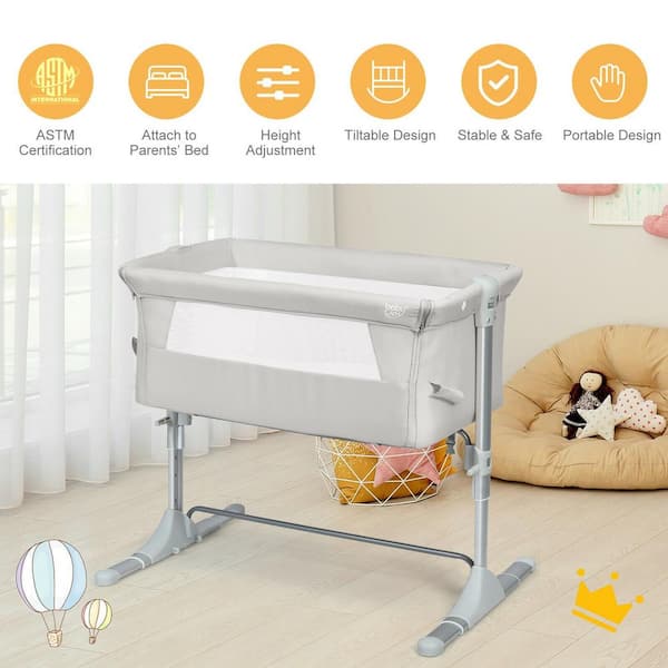 Reviews for FUFU&GAGA Gray Multifunctional Foldable Baby Crib Co-sleeper  Playpen Adjustable Infant Bassinet Bed with Carry Bag Hanging Toys