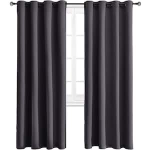 Blackout Grommet Top Curtains,2 Panels, 52" W x 95" L, Dark Grey