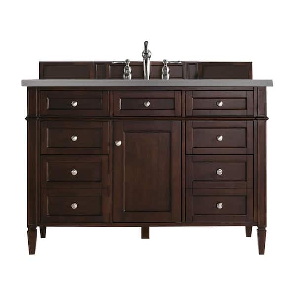 James Martin Vanities Brittany 48 in. W x 23.5 in. D x 34 in. H Single Bath Vanity in Burnished Mahogany with Quartz Top in Grey Expo