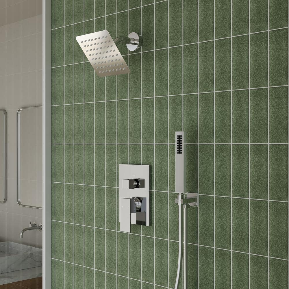 Single Handle 2-Spray Patterns Square 6 in. Shower Faucet with Handheld 2.5 GPM with Adjustable Heads in. Chorme price history on PriceWatchPro