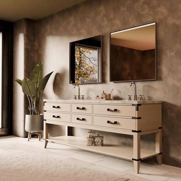 Irvington 80 in. W x 22 in. D White Oak Double Bath Vanity with Carrara Marble Top