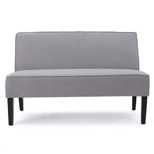 30 in. Gray Polyester 2-Seater Armless Loveseat with Wood Legs