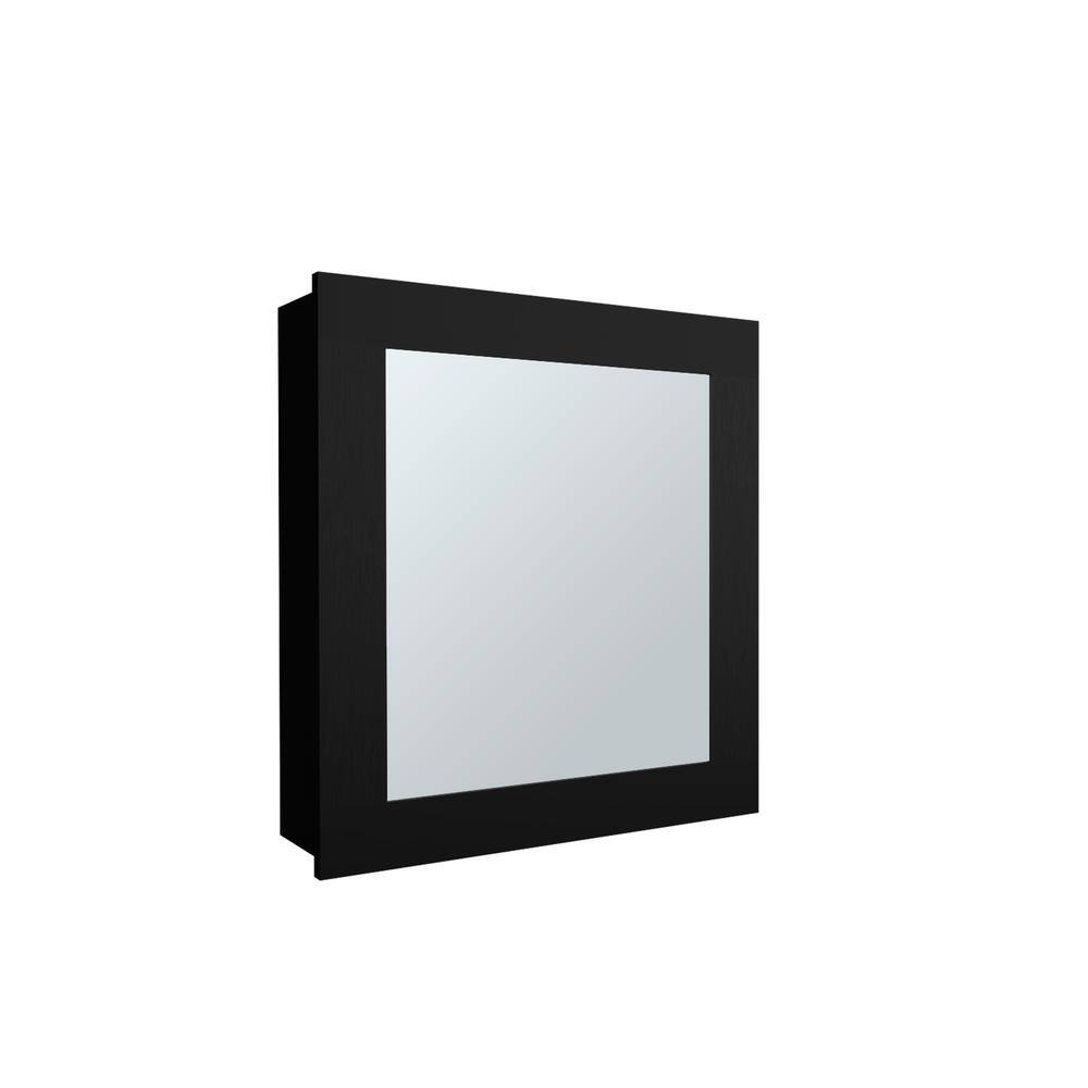 Black 18.6 in W x 20.5 in. H Modern Rectangle Particle Board Framed Mirror 