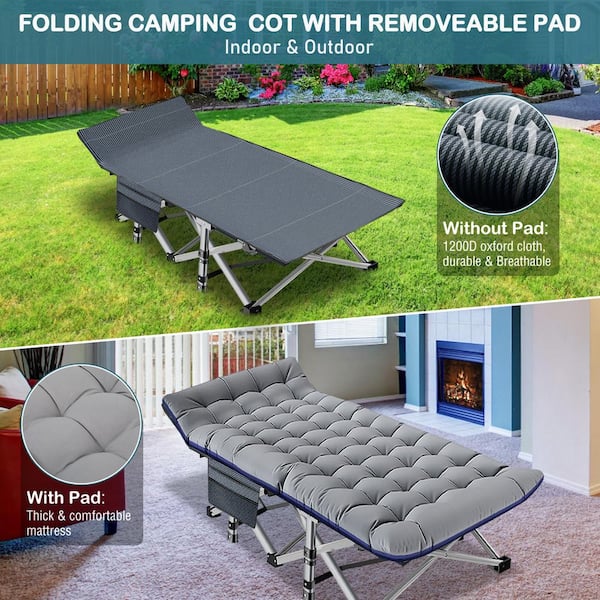 BOZTIY Oversized XXL Folding Bed Cot with 3 in. 2 Sided Mattress 32 in. Wide Folding Camping Cots with Carry Bag