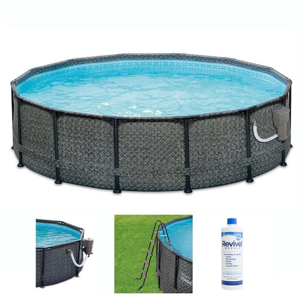 Summer Waves 14 ft. x 48 in. Outdoor Round Frame Above Ground Swimming Pool Set