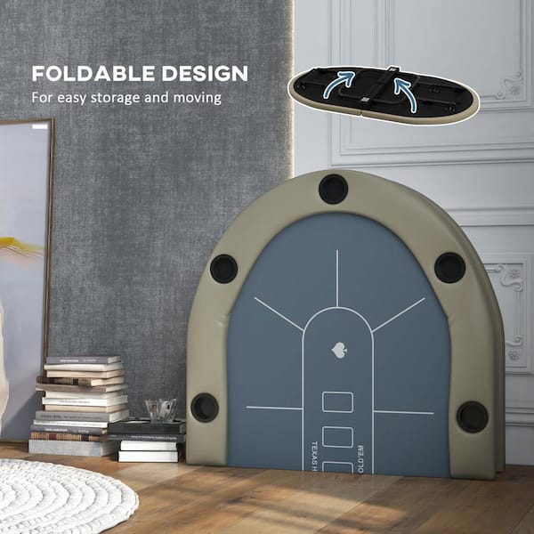 Soozier Poker Table Foldable, 70 in. Oval Blackjack Casino Texas