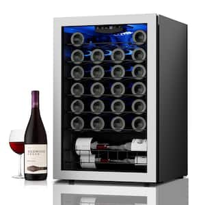 21.1 in. W 48-Bottle Freestanding Wine Cooler Mini Fridge Cellar Cooling Unit in Stainless Steel Frost Free Wave Racks