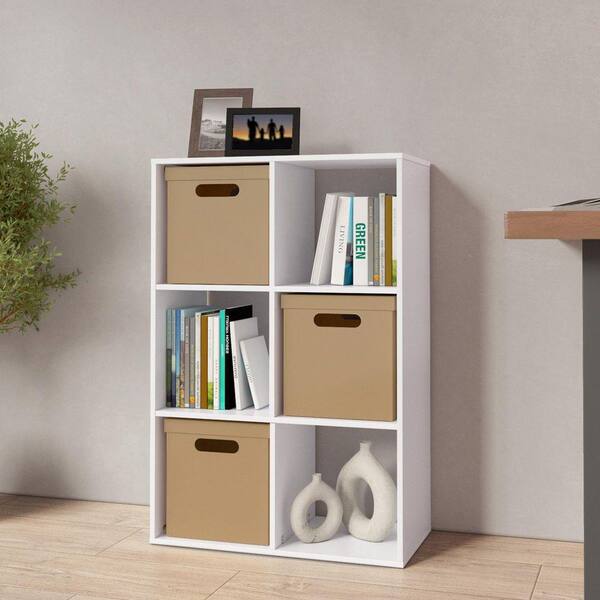 Homez 34.96 in. Tall White Wood 3-Shelf Etagere Bookcase HMZ-CB