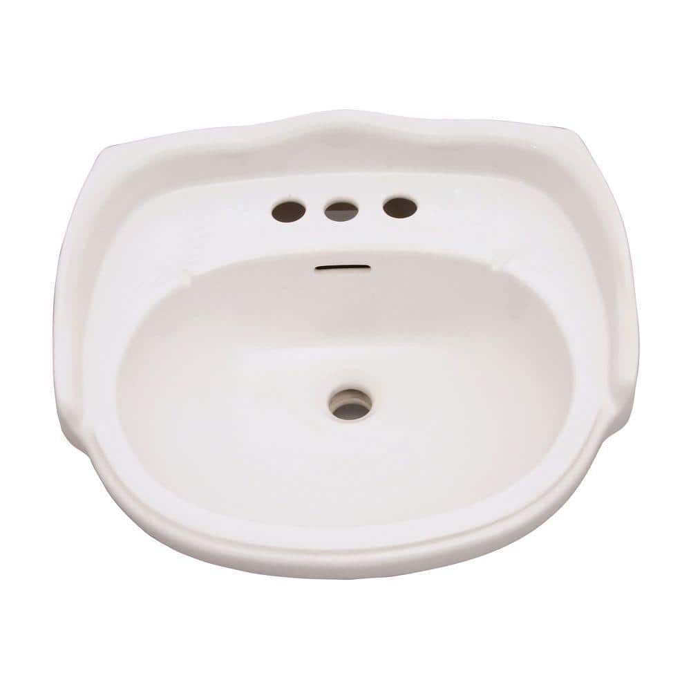 Vicki Bisque Vitreous China Pedestal Bathroom Sink with Overflow